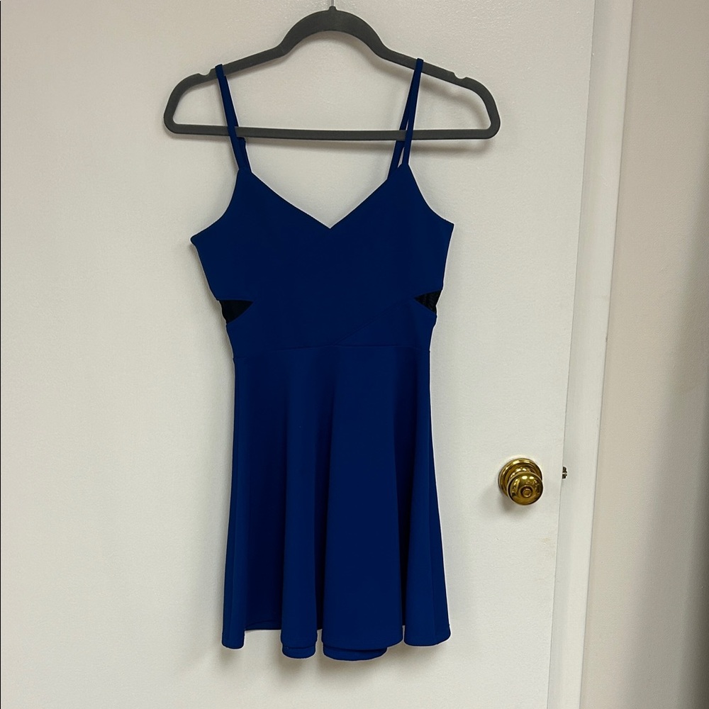 Material Girl Cobalt Blue Dress with Exposed Back Zip Size Small